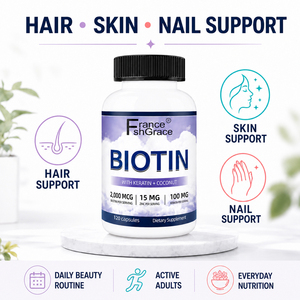 ผู้ผลิตอาหารเสริมไบโอติน Nutraceutical Shecome 20000mcg เคอราติน มะพร้าว ช่วยบำรุงคุณภาพผมและเล็บ 120 แคปซูลไบโอติน - Product Image 3