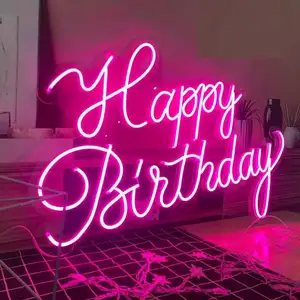 Drop Shipping No MOQ Waterproof Happy Birthday Customized Acrylic Led Letter Light Neon Sign Custom For Christmas Decoration