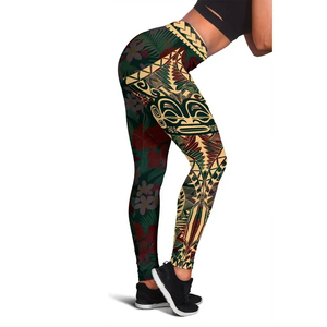 Personalizzazione Marquesas isole Leggings polinesiani ibisco oro vita alta glutei Lift Legging abbigliamento Fitness Yoga Activewear - Product Image 5