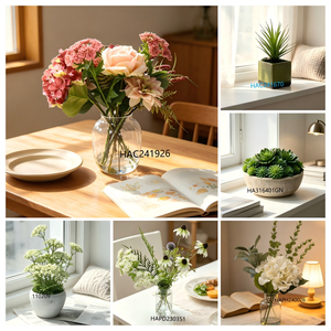 Grandes fleurs d'hortensia artificielles violettes dans un pot en pulpe de papier <span class=keywords><strong>gris</strong></span>, pétales doux, arrangement floral artificiel pour la décoration de bureau et de la maison - Product Image 3