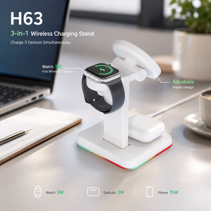 Nouveau Chargeur Magnétique Sans Fil <span class=keywords><strong>3</strong></span>-en-1 2026 avec Lumière Ambiante RGB et Support de Charge Rapide 15W pour <span class=keywords><strong>iPhone</strong></span> 17 16 15 - Product Image 3