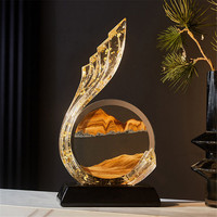 Sculpture moderne en résine avec sable mouvant, tableau dynamique de paysage, sablier, ornement de table pour décoration de bureau, salon, cadeau