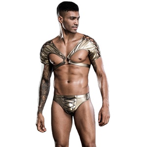 sexy redhead lingerie Pali Sexy Gay Men's Elastic Golden Colored Body Chest Straps Harness Club  Wear main image 0
