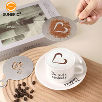 Home Cafe Diy Mousse Latte Art Moule Outil En Acier Inoxydable Gâteau Décoration Pochoirs Mousse Café Art Pochoirs