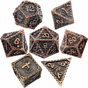 COC Running TRPG Group Multi-Face 7 Jeu de société DICE 16mm Cuivre <span class=keywords><strong>Cube</strong></span> Carré D20 Métal Dés MDN Donjons Dragons Csulu MDN - Product Image 5