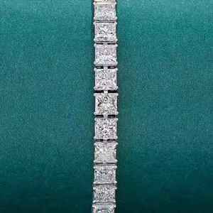 Moissanite Princess Cut Diamond Tennis Bracelet 925 Sterling Silver Chain Link Sparkle Elegant Wedding Jewelry Gift Women <b>Men</b> - Product Image 2
