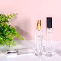 Flacon de parfum en verre carré de luxe, mini, à fond épais, 10 ml, vide, avec boîte, pour huiles essentielles
