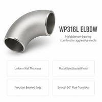 Coude à 45 degrés en acier inoxydable WP316L SCH80, soudé bout à bout, pour traitement chimique haute température, usiné CNC de précision, conforme ASME B16.9 ASTM A403