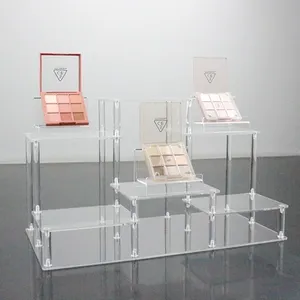 3 Tiers Clear Perfume Display Stand Assembly Acrylic Holder Lucite Cosmetic Display Riser