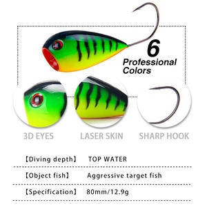 Topind Lớn Miệng Sóng Leo Roadbait 8/13G Không Gỉ Nước Ngọt Nước mặn Câu Cá Móc - Product Image 3