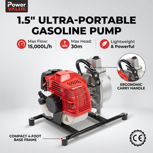 Bomba de Agua Portátil de Gasolina Autocebante de 1-1.5 Pulgadas con Motor de Gasolina de 4 Tiempos, Precio en Pakistán WP15 Ultraligera y Portátil - Product Image 1