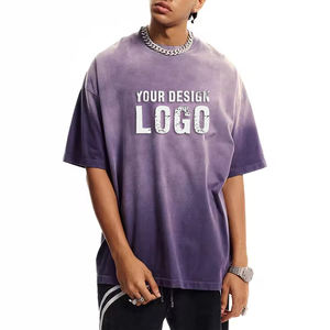 Camiseta de Hombre con Estampado Personalizado de Estilo Hip Hop Urbano, Color Degradado, Hombros Caídos, Manga Corta, Informal - Product Image 1