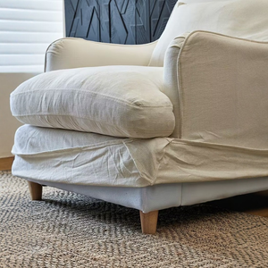 Canapé-lit individuel en tissu de <span class=keywords><strong>lin</strong></span> <span class=keywords><strong>blanc</strong></span> de style nordique <span class=keywords><strong>japonais</strong></span>, chaise de négociation, ameublement amovible et lavable - Product Image 5