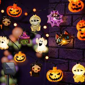 Guirlandes solaires LED d'Halloween, étanches, pour extérieur, décorations féériques, mignonnes, suspendues, pour fête, maison, jardin, cour, fenêtre, décoration artistique de citrouille - Product Image 1