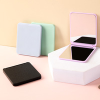 Miroir de poche pliable rectangulaire compact en plastique multicolore pour voyage, avec logo, vente en gros
