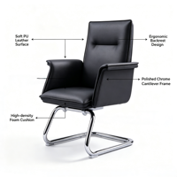 Chaise de bureau exécutive moderne ergonomique confortable à hauteur réglable avec base en acier et revêtement en cuir PU pivotante pour la maison et les bureaux professionnels