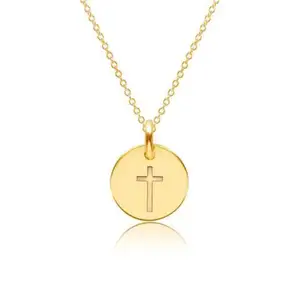Оптовая продажа, женские религиозные украшения, минималистское ожерелье с золотым крестом на заказ
