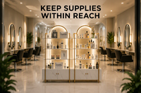Étagère de présentation moderne à LED avec structure métallique durable pour salon de beauté, cosmétiques, soins de la peau, présentoir de vente au détail, spa, boutique, écologique