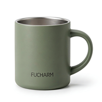 Mug à café isotherme en acier inoxydable moderne Fucharm 12oz 18/8 avec poignée