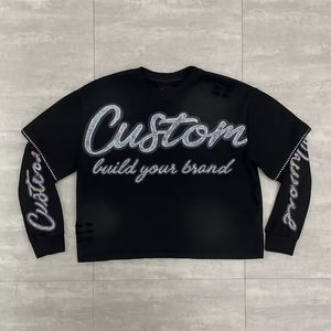 <span class=keywords><strong>T</strong></span>-<span class=keywords><strong>shirt</strong></span> streetwear premium en coton oversize avec strass et design graphique <span class=keywords><strong>de</strong></span> luxe pour les marques <span class=keywords><strong>de</strong></span> mode - Product Image 1