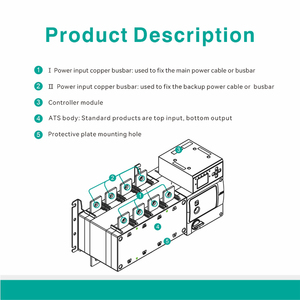 <span class=keywords><strong>Interruptor</strong></span> de Transferencia Automática Industrial CSQ HYCQ8 125A-630A 4P con puerto programable de comunicación LCD RS485 ajustable - Product Image 4