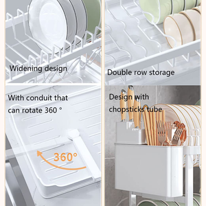 2 Tier Food <b>Plate</b> and Dish <b>Racks</b> Kitchen Counter Kitchen Organizer Dish Drainer <b>Rack</b> With Cutlery Holder for Spoons and Forks - Product Image 2