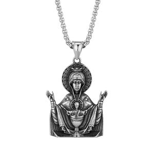 Nouveau style de bijoux religieux catholiques, pendentif plaqué Vierge Marie, pendentifs en acier inoxydable - Product Image 1