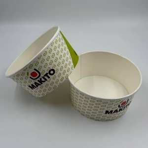 Venta al por Mayor de Tazones de Papel Kraft Blancos Desechables para Envasado de Alimentos con Tapa, Impresión Personalizada - Product Image 3