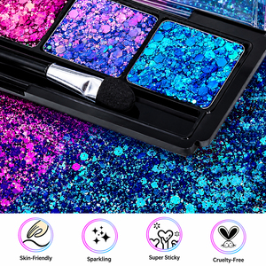 Palette de fards à paupières pressés 5 couleurs GP OEM Private Label, crème de paillettes épaisses pour le visage, le corps et les cheveux, idéale pour le maquillage de festival - Product Image 3