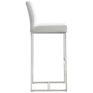 Tabouret de bar Blake en acier inoxydable blanc argenté ou blanc doré, robuste, pour bar à domicile ou salle à manger - Product Image 4