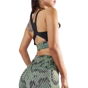 Oem nuevo diseño de moda impreso Fitness entrenamiento Sexy piel de serpiente sujetador de La Yoga