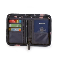 Portefeuille de voyage personnalisé pour femme avec imprimé floral, fermeture éclair, organiseur de documents de voyage, pochette pour carte de crédit, carte d'identité, passeport
