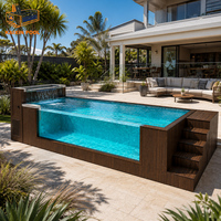Villa exclusive avec spa de massage aquatique, jacuzzi, panneaux aspect bois, conteneur en fibre de verre, piscine hors sol