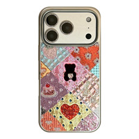Coque de téléphone magnétique en TPU 2.0B avec motif ours rose scintillant, finition mate, patchwork saison printemps