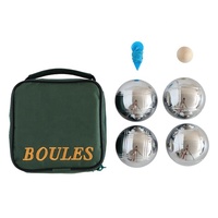 Lot de 4 boules de pétanque en acier argentées avec sac de transport en nylon personnalisé pour le plaisir en extérieur et au jardin