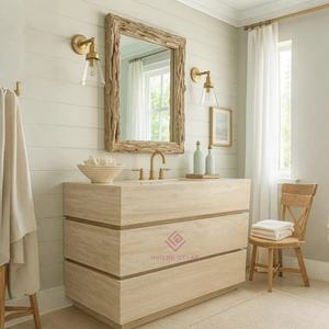 Luxury Roman Travertine Marble Vanity Double Sink Elegant <strong>Bathroom</strong> Furniture for Hotels and Villas - Product Image 1