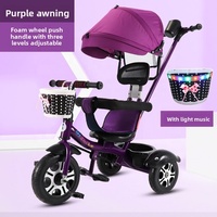 Nouveau tricycle pour enfants, poussette, jouet ludique, vélo à pousser pour enfants, tricycle avec panier et pare-soleil