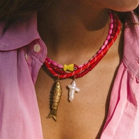 Collar de Moda con Gemas de Cristal y Perlas Naturales en Acero Inoxidable para Mujer