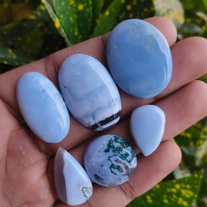 Opale bleue naturelle d'Owyhee, cabochon certifié, 6 pièces en vrac pour la fabrication de bijoux, vente en gros Inde - Product Image 4
