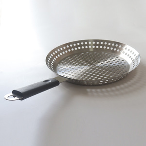 Multifunctional Non Stick Stainless Steel BBQ Tray Plate Vegetable Barbecue <strong>Grill</strong> <strong>Frying</strong> <strong>Pan</strong> with Hole Removable Handle - Product Image 2