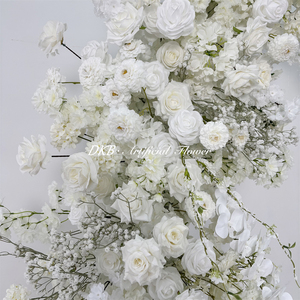 Nouvelle Arche de Fleurs Artificielles en Soie avec Roses Blanches et Gypsophile, Écologique, Portable, 1,8-2,1 m de Haut pour Décoration d'Entrée de Mariage - Product Image 4