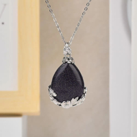 Collier Pendentif Goutte d'Eau en Pierre de Quartz Rose Naturel, Cristal, Prune, Jade, Améthyste, Style Vintage, Accessoires Féminins, Cadeau