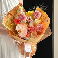 Papier d'emballage pour fleurs à texture froissée dorée d'automne, style rétro vintage, papier d'emballage pour bouquets pour fleuristes, vente en gros DIY