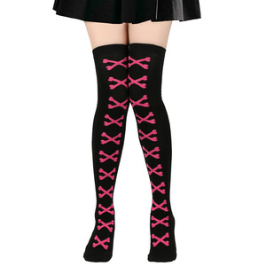 FF4146 Halloween <span class=keywords><strong>esqueleto</strong></span> espeluznante estampado Cosplay sobre la rodilla calcetines largos compresión muslo <span class=keywords><strong>medias</strong></span> altas para mujeres y niñas - Product Image 2