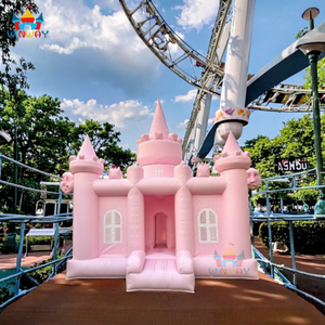 Enjoy High Quality Pastel Pink PVC Portable <b>Inflatable</b> Bouncy Castle Jumping Commercial Outdoor Bounce <b>House</b> WINWAYTOYS 4x4m - Product Image 5