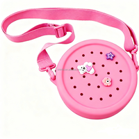 CHINFAI Sacs à bandoulière et pochettes en silicone tendance 2026 avec fermeture éclair pour enfants, sacs de plage en caoutchouc mignons pour filles, sacs à main Jibbitz