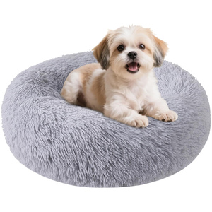 New Style Super Soft Dog Cushion Round Washable <b>Plush</b> Fluffy Donut Dog <b>Cat</b> House Velvet Mats Sofa Dog Portable Pet Bed - Product Image 1