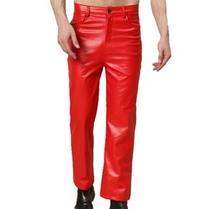 New Style <b>Men's</b> Casual <b>Leather</b> <b>Pants</b> Mid Waist <b>Men</b> <b>Leather</b> <b>Pants</b> Custom Fabric Straight Pattern High Quality Custom New Design - Product Image 1