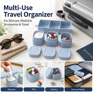 Bocaux de voyage en silicone portables, durables et étanches LA avec couvercles, modernes et multifonctionnels pour le rangement de petits objets - Global - Product Image 4