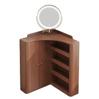 Table de toilette triangulaire d'angle en bois massif éclairée petite armoire de rangement moderne bureau pour appartement chambre cosmétique intégrée